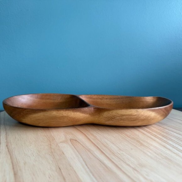 Handcrafted Monkey Pod Wood divided Serving Dish - Picture 7 of 13